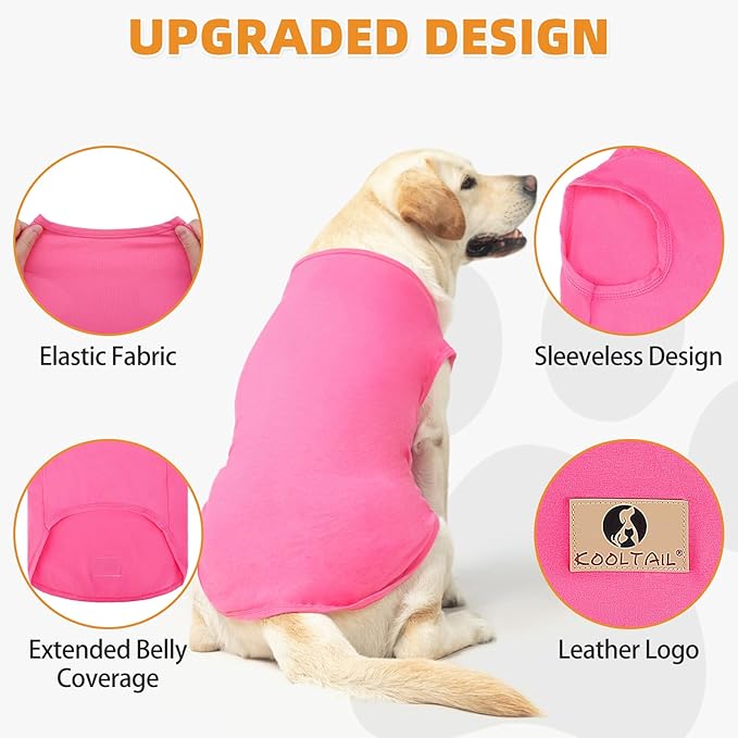 KOOLTAIL Girl Dog Clothes for Large Dogs, 2 Pack Cotton Fall/Winter Warm Dog T Shirts Coats for Outdoor, UV & Insect Protection Anti-Hair Loss & Lightweight Pet Vest Tank Tops Apparel, Pink & Rose,L