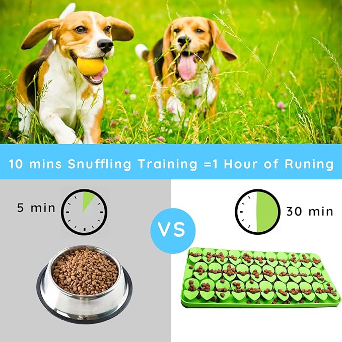 Silicone Snuffle Mat for Dogs Slow Feeder Lick Mat with Suction Cups Dogs Sniff Mat Dogs & Cats Entertainment Toys for Boredom(Green)