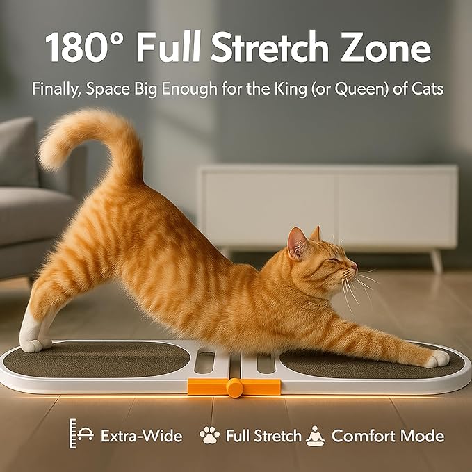 Extra Large 45" L Shaped Cat Scratcher with Ball Toy, Cat Scratch Pad for Indoor Cats, Durable Cardboard Cat Scratching Board & Couch Furniture Protector, Modern Cat Scratching Post for Cats