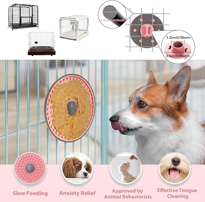 Lick Mat for Dogs, Dog Crate Lick Pads Slow Feeder, Lick Pad Crate Training Toy Crate Lick Plate,Very Suitable Peanut Butter, Treats Yogurt, Bolognese, for Boredom Relief Licking Pad