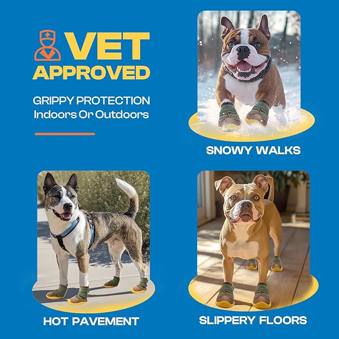 Dog Shoes for Large Dogs, Medium Dog Boots & Paw Protectors for Hardwood Floors, Outdoor Dog Booties for Hot Pavement Winter Snow Hiking, Breathable Dog Shoes with Reflective Strips Size 7