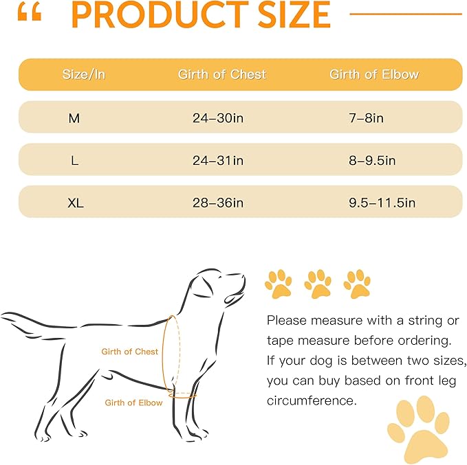 Dog Front Leg Brace for Elbow Dysplasia, Shoulder Dislocation, Hygroma, Pet Prevent Licking Wound Elbow Protector, Avoid Cone of Shame, Abrasion Resistant Dog Recovery Sleeve, M