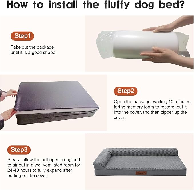 Orthopedic Dog Bed Medium Size Dog, 30x20x6 Inches Memory Foam Pet Bed for Small and Medium Dogs, Washable Removable Cover, Nonskid Bottom, Waterproof, Dark Grey