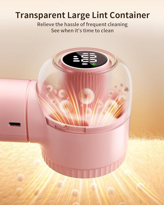 Fabric Shaver with Lint Brush, Large Lint Shaver with Digital Display, 3-Speeds Lint Remover with 6-Leaf Blades, Electric Sweater Shaver to Remove Pilling for Clothes, Furniture