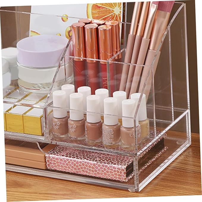 Zerodeko Compartment Storage Box Multi Acrylic Organizer for Cosmetics Stationery and Accessories Drawer Design for Office Vanity and Home Use