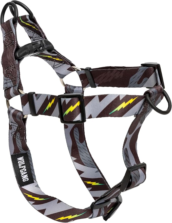 Wolfgang Heavy Duty Adjustable Dog Harness, Pull-Tested to Over 800 lbs for Walking & Training, DarkSkies Print, Large