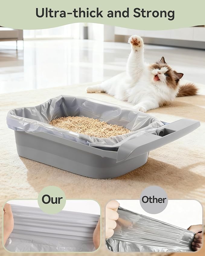80 Count Automatic Cat Litter Box Bags for Petpivot Autoscooper 11/12 NeakasaM1 Open-Top Self-Cleaning Cat Litter Boxes, Leak-Proof Drawstring Trash Bags Replacement, Unscented,27" x 13",Holds 23 lbs