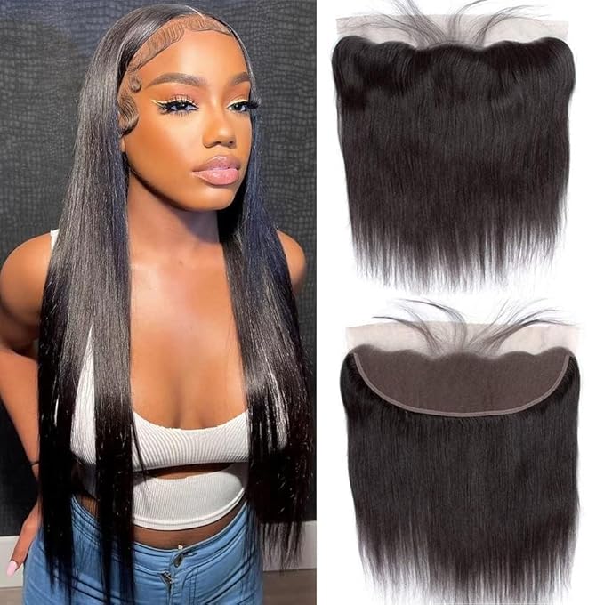 Selina Straight Lace Closure 13x4 Hd Lace Frontal Closure Brazilian Straight Human Hair Natural Black Hair Color 14 Inch
