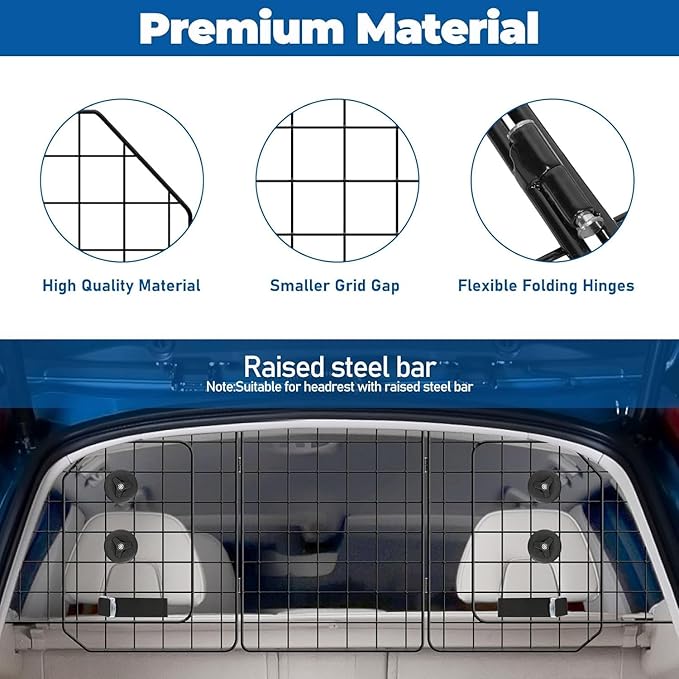 OUSHENG 2 Pack Dog Barrier for SUV, Adjustable Large Car Divider Universal-Fit Wire Mesh Pet Gate Accessories Essentials for Cargo Vehicles Van Safety Travel, Black