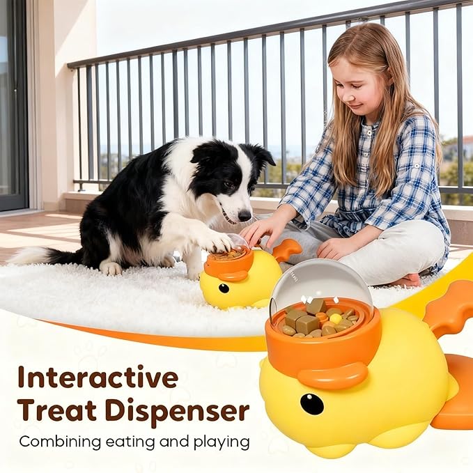 Dog Feeder Puzzle Toy Duck, Dog Treat Dispenser, Interactive Duck Cat Puzzle Feeders Toys, 2-in-1 Interactive Slow Feeder Puzzle Toy (E)