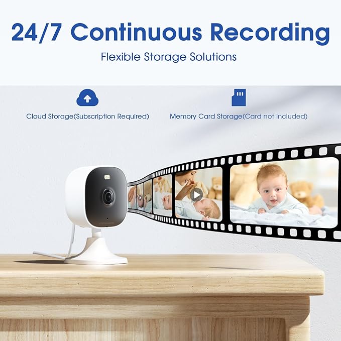 4MP Cameras for Home Security with Audio and Video, Indoor Security Camera for Baby Monitor, 2.4g/5g Outdoor Cameras for House/Pet/Baby, Plug and Play, Support 128G Card Storage (Not Included), Wired