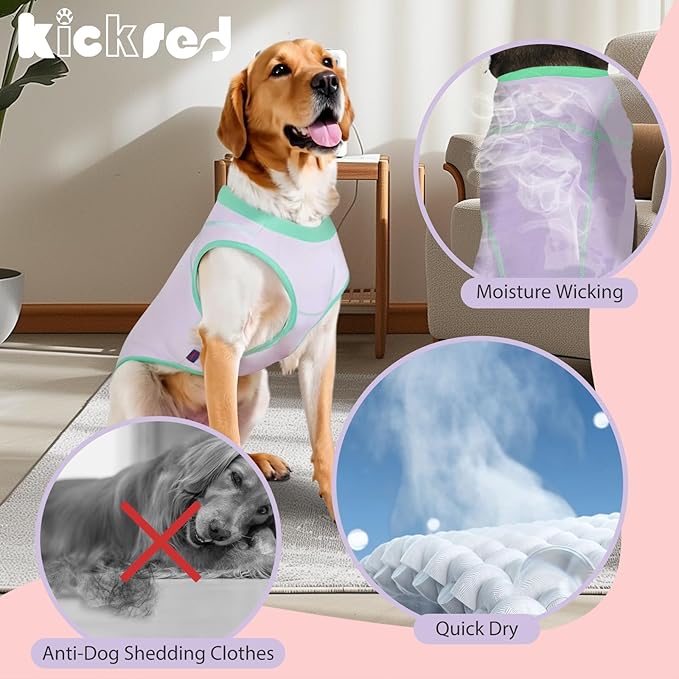 2 Pack Dog Summer Clothes Color Blocking Dog Shirts for Medium/Large Dogs Stretchable Doggy Cooling Vest Breathable Sun Protection Shirt Fashion & Bright Color for Boys Girls