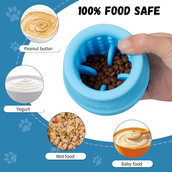 Treat Dispensing Dog Toy, Long-Lasting Interactive Puzzle Toys for Dogs, Stuffable Dog Enrichment Frozen Lick Treat Toy for Boredom, BPA Free Silicone Fetch Catch Chew Toy (Light Blue,M)