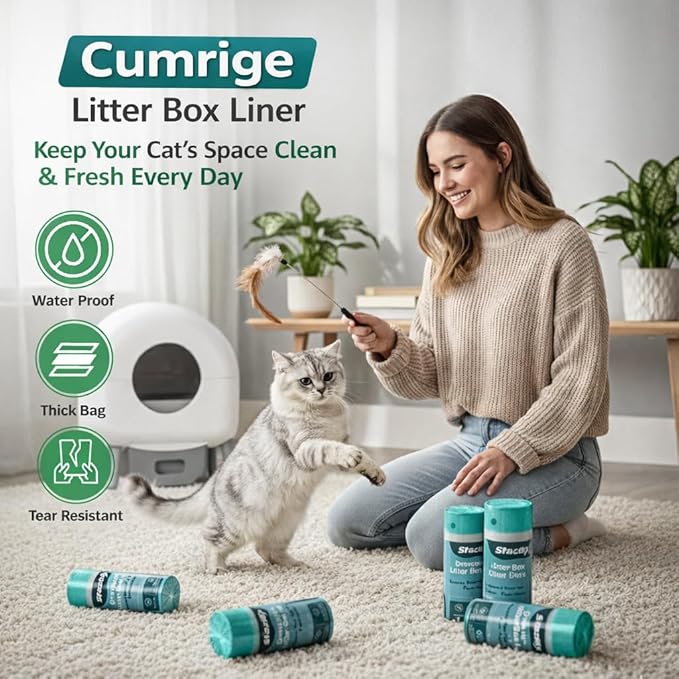 Cat Litter Liners Compatible with Cumrige Litter Box (M2) – 100 Count, Extra Thick, Heavy Duty