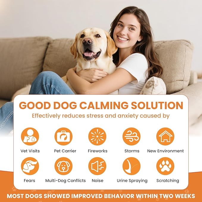 Dog Calming Diffuser,Relaxing Solution for Stress and Anxiety in Dogs, Reducing Scratching and Barking Behaviors in Puppies, Medium, and Large-Sized Dogs,Help Train Dog to Pee