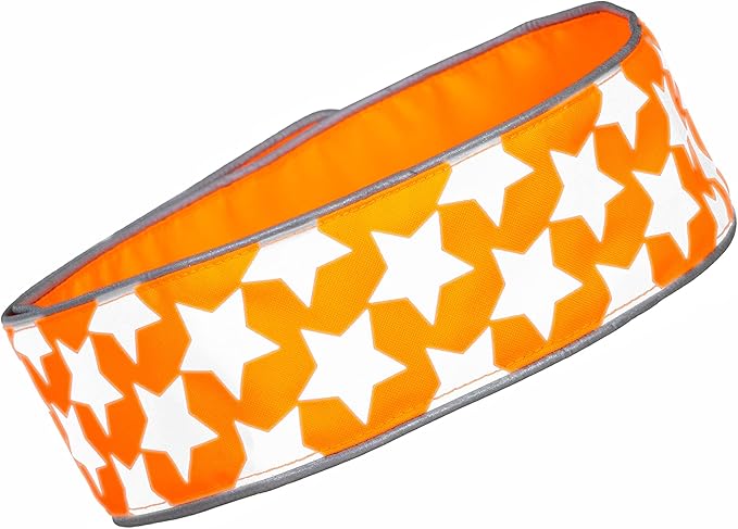 SafetyPUP XD Reflective Dog Collar – Blaze Orange Dog Collar, Adjustable Closure for a High Visibility Customizable Collar for Goats, Dogs, Deer, and Livestock. Reflective Stars Enhance Night Safety