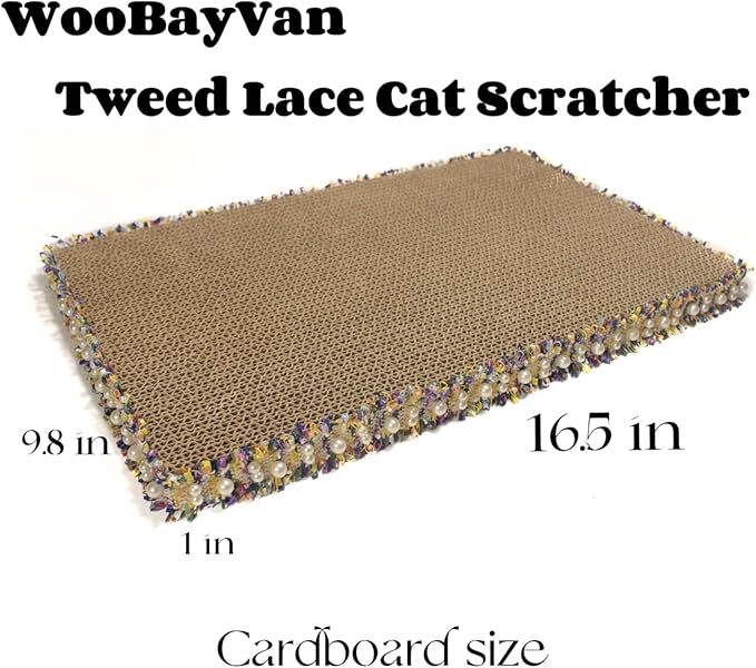 Cat Scratcher, Stylish Boho Lace with Pearl Large Cat Scratch Pad, Cat Scratchers for Indoor Cats 3PCS, Durable Cat Scratching Board, Horizontal Scratch Pad for Cats