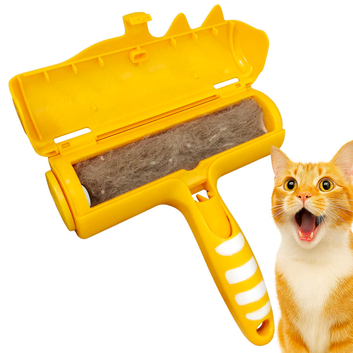 Pet Hair Remover Roller - Lint Roller for pet Hair - Self Cleaning Dog & Cat Hair Remover - Remove Dog, Cat Hair from Furniture, Carpets, Bedding, Clothing and More. Orange