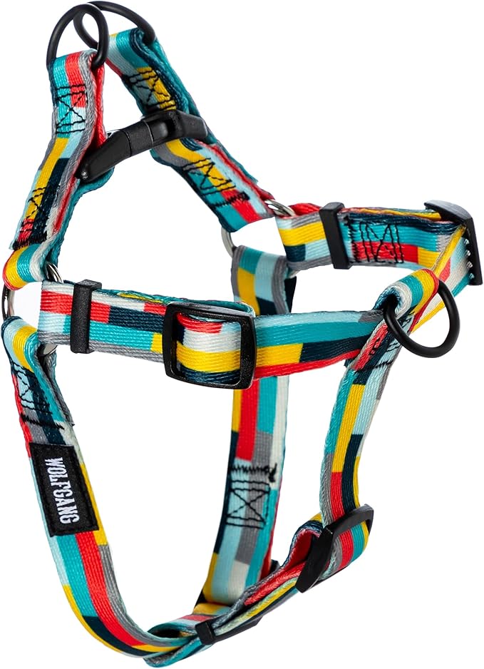 Wolfgang Heavy Duty Adjustable Dog Harness, Pull-Tested to Over 800 lbs for Walking & Training, Mixtape Print, Medium