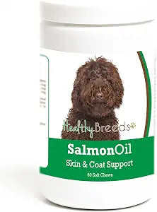 Healthy Breeds Labradoodle Salmon Oil Soft Chews - Essential Omega Supplement to Help Support Your Dogs' Heart, Joints, Skin, Coat, & Immune System - 90 Count, Chocolate
