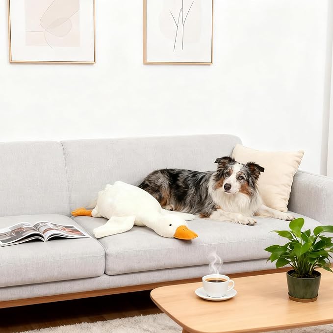 White Calming Pet Puppy Plush, Interactive Stress Relief Chew Dog Toy, Large Enrichment Stuffed Animal, 2026 New Upgraded Duck Pillow, for Boredom Exercise Company Training Indoor Outdoor