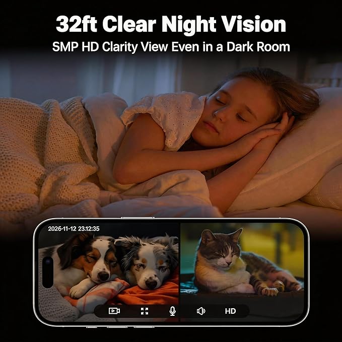 Pet Camera for Dogs Cats - 5MP 1080P Indoor Smart Camera with 360° Vision, Motion Tracking, 2-Way Audio, Human Detection & 32ft Night Vision for Baby and Pet Monitor