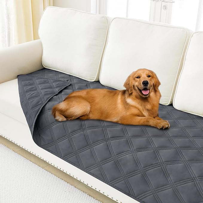 Smiry Waterproof Dog Bed Cover Blanket 40x80, Soft Reversible Pet Blanket, Washable Leakproof Cats Dogs Couch Cover for Sofa, Couch, Furniture, Lattice, Dark Grey/Dark Grey