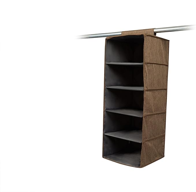 Covermates Keepsakes Hanging Closet Organizer - Heavy Duty Material, Sturdy Interior Shelves - Closet Storage, Brown Heather