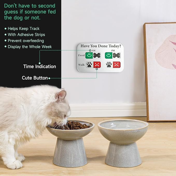 YAUYIK Dog Feeding Reminder, Magnetic Reminder Sticker, AM/PM Daily Indication Chart Feed/Walk Your Pets, Fridge Magnets and Double Sided Tape, Helps You to Track Pet Feeding & Walking (Silver)