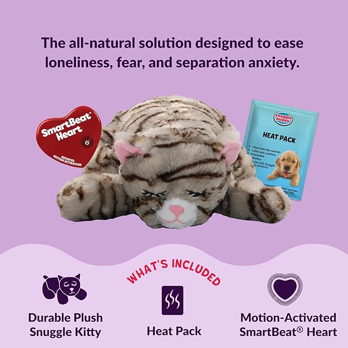 Snuggle Kitty Heartbeat Plush Cat Toy by Snuggle Puppy - Cat Calming Toy and Anxiety Relief for All Breed Sizes