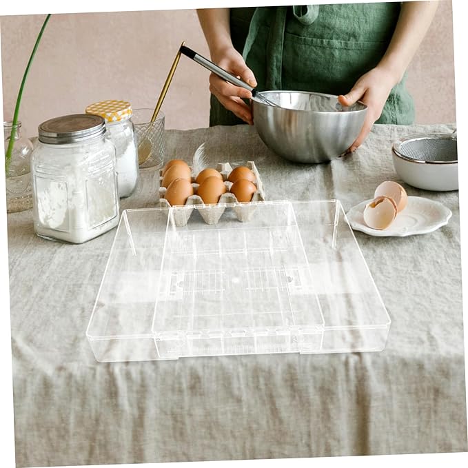 STOBAZA Multipurpose Silverware Organizer Compartment Drawer Organizer Telescopic Storage Box Acrylic Cutlery Holder