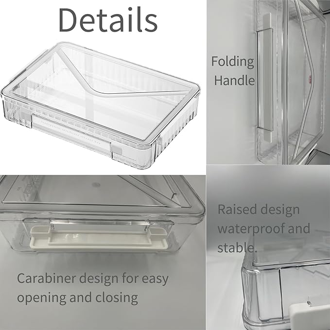 2 Pcs 8.5 x 11 Paper Storage, Clear Plastic Organizer for A4 With Handle Files Portable Project Case, Art Organizer Snap Seal Inserts