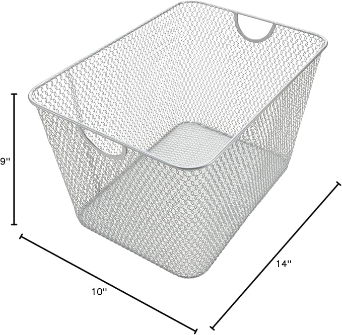 YBM HOME Kitchen Pantry Organizer Wire Basket for Shelves, Cabinets, Pantry, Countertop, Mesh Open Storage Bin Metal Basket for Organizing Food Supplies 14 x 10 x 9, Pack of 6