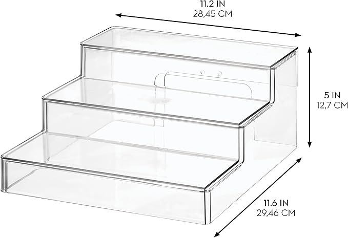 iDesign 3-Tier Expandable Spice Rack Organizer for Cabinet, Pantry or Countertop, Clear, Made in USA