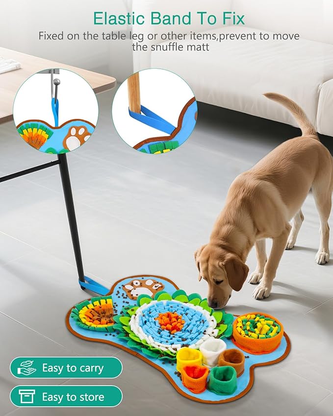 ORIA Snuffle Mat for Dogs, 25x17'' Interactive Slow Feeder Mat with Mental Stimulation for Boredom, Anxiety Relief, Dog Puzzle Toy & Treats Hunting Game for Small Medium Dogs Puppies