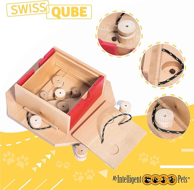 Swiss Qube - Interactive Dog Puzzle Toy, Engaging Slow Feeder and Sniffing Game for Mental Stimulation, Fun Brain Challenge for Smart Dogs