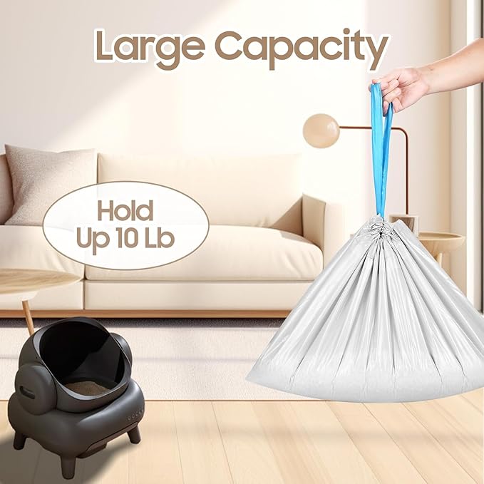 120 Count Automatic Cat Litter Box Liners Bags Compatible with NeakasaM1 Petpivot Autoscooper 11 and Similar Open-Top Self-Cleaning Cat Litter Box, Drawstring Handle Heavy Duty Leak-proof, 27 * 13in