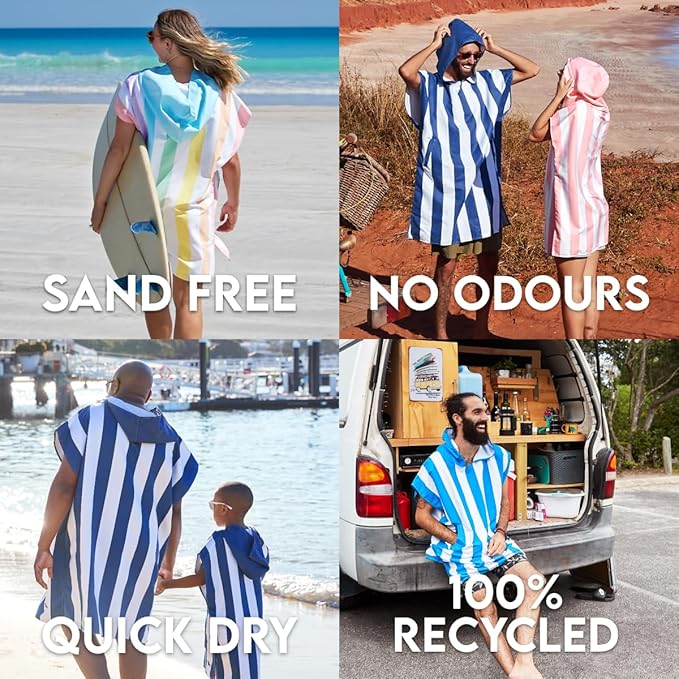 Dock & Bay Adult Poncho - Hooded Towel with Deep Pockets, Changing Robe - Quick Dry - Compact, Lightweight - Includes Bag