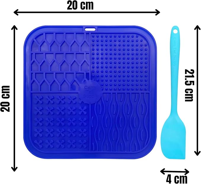 BPA-Free Silicone Dog Lick Mat with Spatula – Slow Feeder Enrichment Mat for Dogs & Cats – Strong Suction, Grooming Distraction, Freezer & Dishwasher Safe