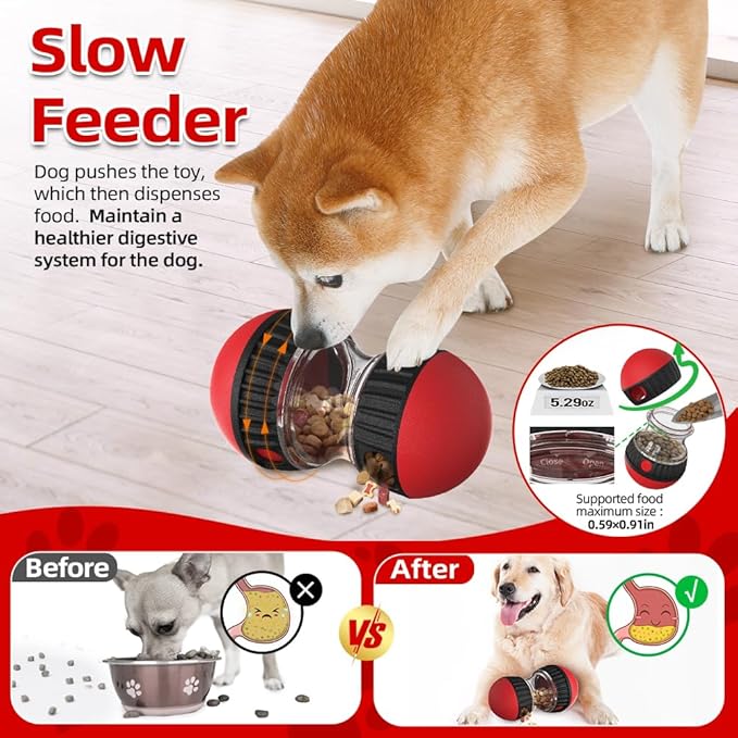 Interactive Dog Puzzle Toys, Brain Stimulation Rolling Treat Dispenser Ball & Slow Feeder Combo for Dogs to Keep Them Engaged and Busy