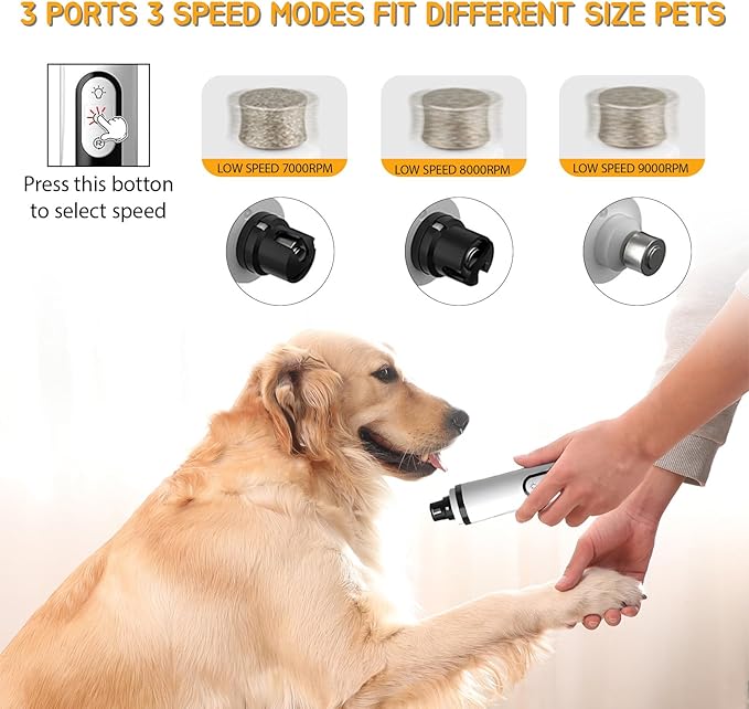 Silent Groom Pro, 2026 Upgrade Silent Pet Nail Grinder, Dog Silent Nail Grinder for Dogs Silent Dog Nail Trimmer, Rechargeable USB Charging Electric Pet Nail Grinder Nail File for Pet