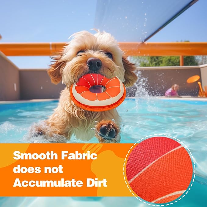 Squeaky Dog Toys, Floating Dog Toys for Indoor or Outward Play, Swim Ring Design Interactive Dog Gifts for Small and Medium Dogs - Grapefruit