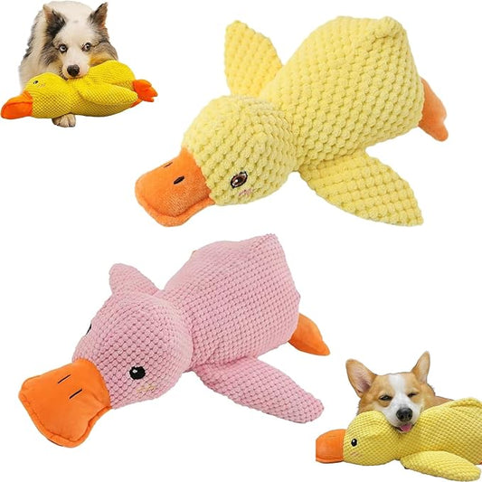 Calming Duck Toy for Dogs, The Dog Calming Duck, Dogs' Emotional Support Ducks, Yellow Stuffed Ducks Dog Chew Toys, Interactive Toys for Chewers (Pink+Yellow)