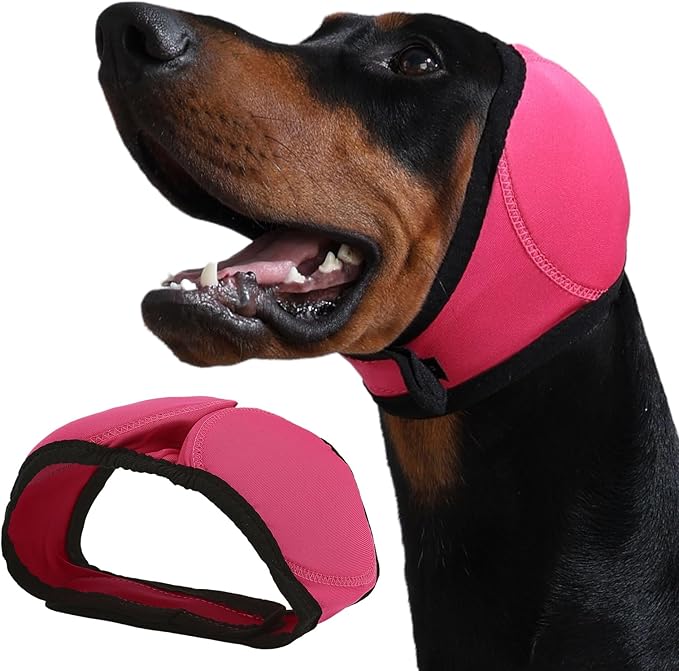 Dog Ear Muffs & Swim Cap and No Shake Ear Wrap for Bathing, Hematoma, Drying & Noise Anxiety Relief - Elastic Waterproof Ear Protection with Calming Hoodie for Grooming