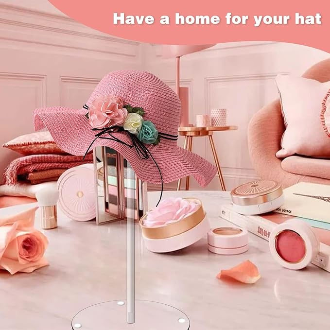Acrylic Hat Display Stand 3 Pack- Thickened Base for Helmet, Wig, Cowboy Hat, Baseballcap, Closet Holder Rack Organizer( 11.8Inch Height)
