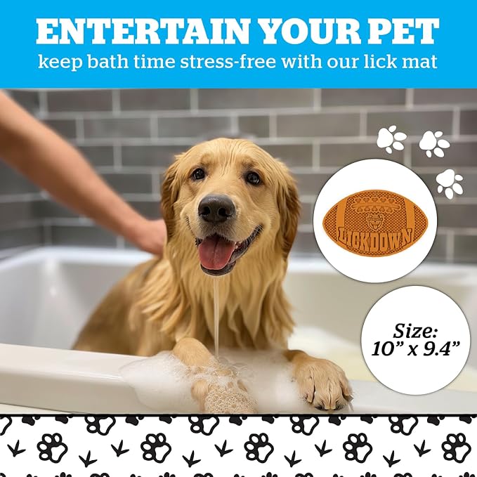 BigMouth Football Silicone Lick Mat for Dogs and Cats, Slow Feeder Enrichment Pad, Dishwasher Safe Anxiety Relief Toy
