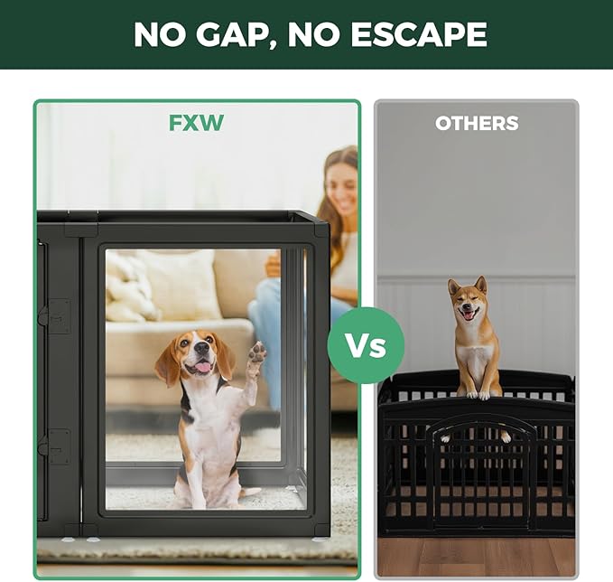 FXW AuraSpace Acrylic Indoor Dog Playpen for Medium Dogs, 35 Inch, 12 Panels, Black