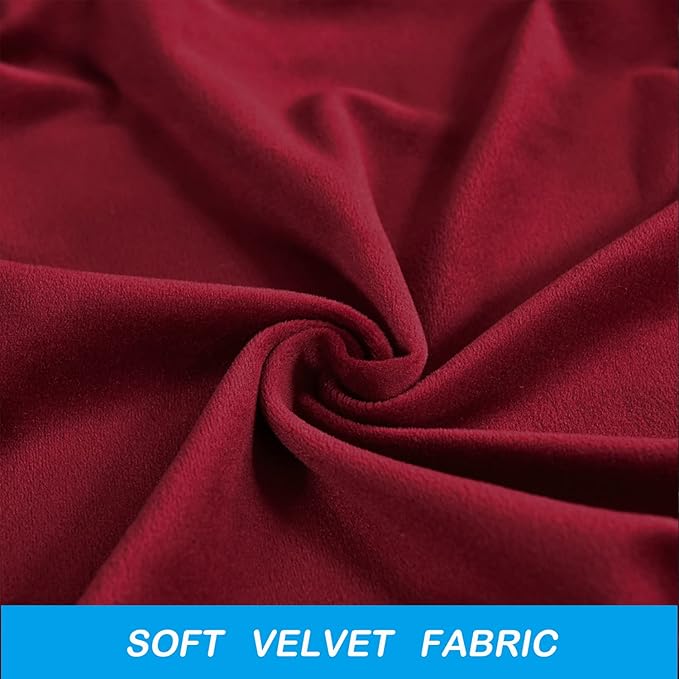 OBCREAT Wingback Chair Covers,2 Piece Stretch Velvet Wingback Chair Slipcover Soft Wing Chair Sofa Covers with Elastic Bottom,Armchair Couch Cover Furniture Protector for Living Room (Wine Red)