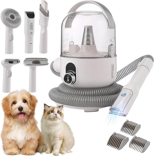 Pet Grooming Vacuum,Pet Grooming Kit & Vacuum Suction 99% Pet Hair,Dog Vacuum for Shedding Grooming,Pet Grooming Vacuum for Dogs&Cats,5 in-1 Pet Grooming Kit,Dog Hair Remover