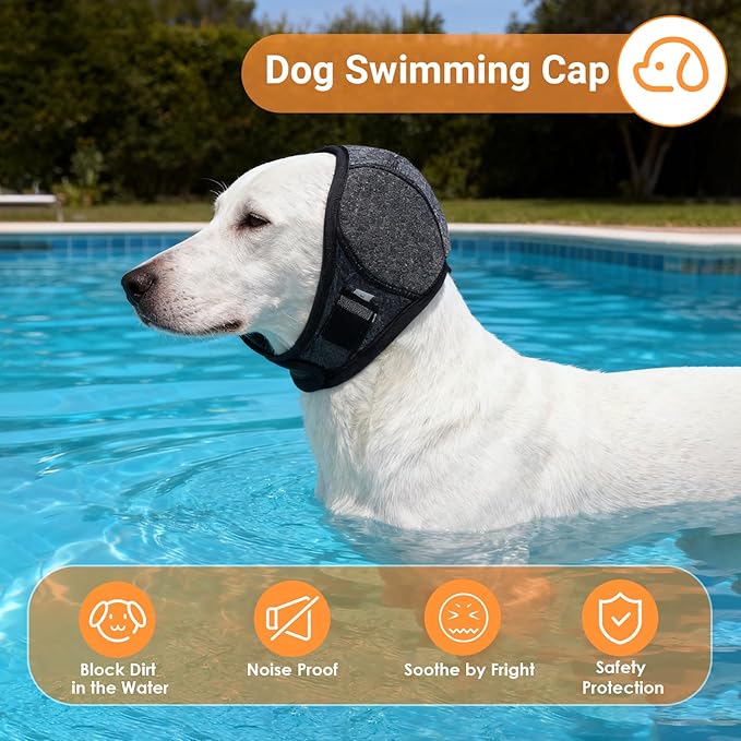 Rosvola Dog Quiet Ear Cover, Dog Ear Covers for Bath, Dogs Calming Hood, Anxiety Relief Pet Ear Cover Muffs for Bath Grooming Thunder Fireworks (M)